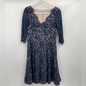 Eliza J blue Lace Cocktail Dress midi size 8